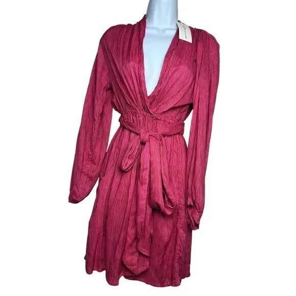 NWT Natalie Martin Nico Mini Dress in Wobbly Stripe Puglia Pink Sz. XS - Picture 2 of 7